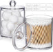 4 Pack Acrylic Qtip Holder Dispenser for Cotton Swabs, Balls, Pads, Floss Picks- Small Clear Plastic Canister Apothecary Jar Set, Bathroom Essentials Accessories Decor, Vanity Makeup Storage Organizer
