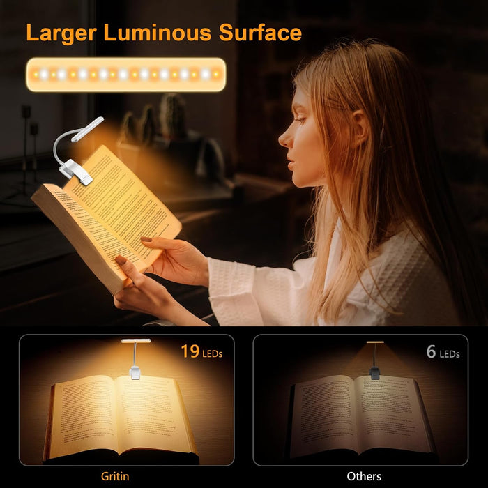 19 LED Rechargeable Book Light for Reading in Bed
