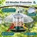 Metal Bird Feeders for Outdoors with 12” Weatherproof Dome, Green