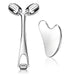 Gua Sha Facial Tools and Face Roller Set, Facial Massage Tool for Women’s Skincare Routine,Cooling Stainless Steel Face Sculpting Eyes Roller Guasha for Daily Use or Self-Care Gift for Women