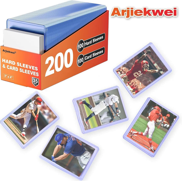 200 Card Sleeves Hard Plastic,  3"X 4" Trading Card Holder, 35PT