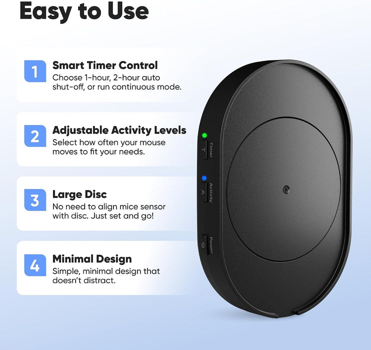 Undetectable Mouse Mover Jiggler, Adjustable Activity, Optional Shut-Off Timer, Random Movement Engine, No Software, Qui