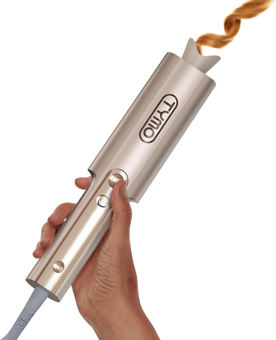 CurlPro Plus Automatic Rotating Curling Iron - Upgraded Long Barrel Curling Wand for Beach Waves & Long Hair, Ceramic Hair Curler for Women, Anti-Scald, 600M Ionic, Dual Voltage, Gold, 1 Inch
