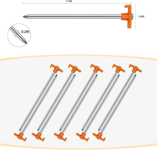 12 Pack Tent Stakes Heavy Duty Camping Stakes, 7.1inch Non-Rust Metal Tent Pegs with Storage Bag Ground Stakes Tent Spik