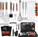 BBQ Grilling Accessories Set, 34Pcs Heavy Duty Grill Tools, Brown