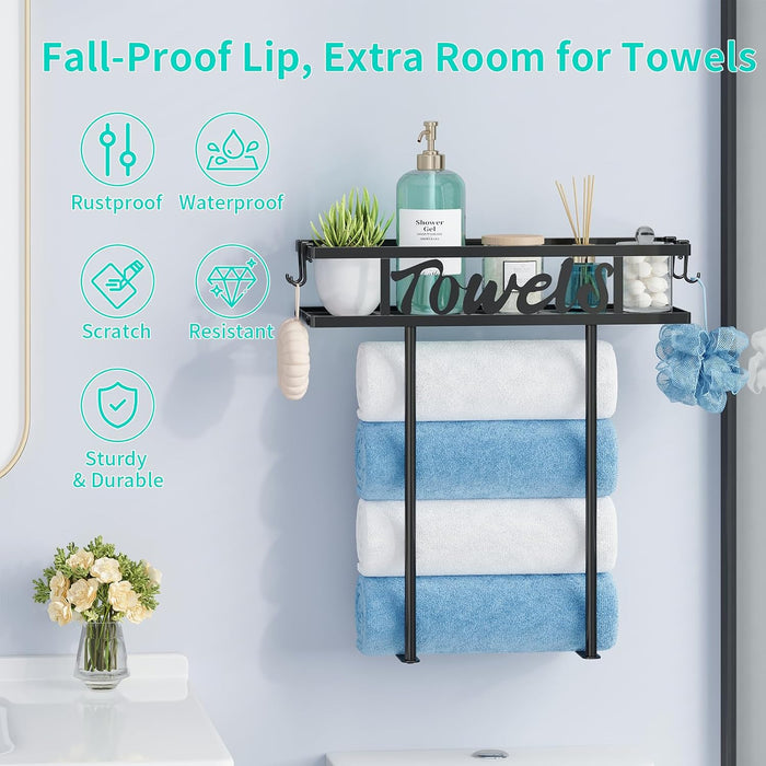 Wall Mounted Towel Rack for Bathroom, Towel Storage for Above Toilet