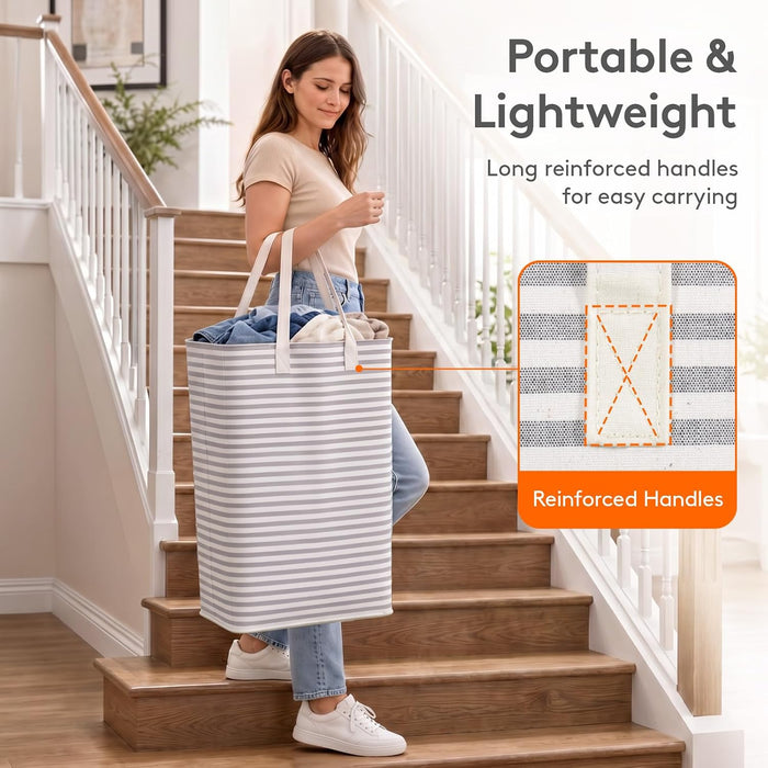 80L Large Laundry Baskets, Laundry Hampers Bags, 2 Pack, Grey