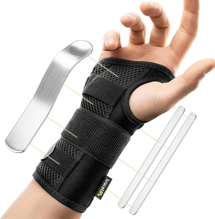 Carpal Tunnel Wrist Brace - Metal Wrist Splint for Hand and Wrist Support, Tendonitis Arthritis Pain Relief