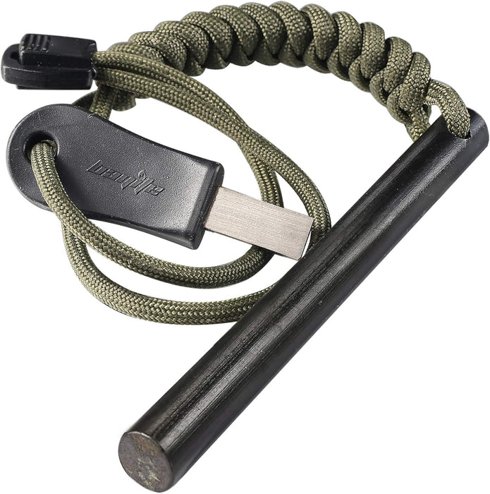 4" Survival Ferro Rod Drilled Flint Fire Starter and Striker Kit