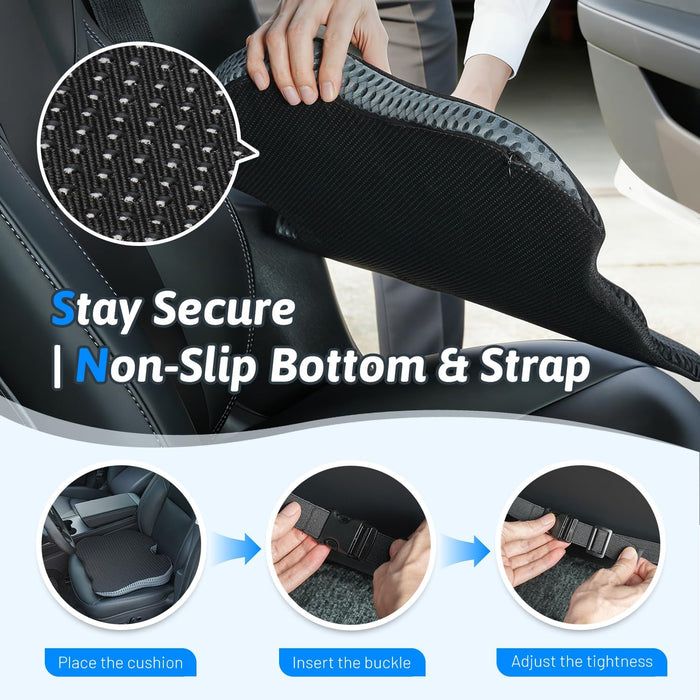 Wedge Car Seat Cushion for Driving for Better Visibility & Sciatica Relief