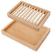 Soap Dish Two Tier Soap Holder Wooden Soap Storage Tray Bathroom Accessories 14*10*2.5Cm