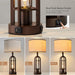 24" Farmhouse Table Lamps for Living Room Bedroom Set of 2, USB A+C