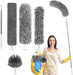 Microfiber Feather Duster 5-in-1 Kit, Dusters for Cleaning, Duster with Extension Pole 100 Inches, Cobweb Duster, Microfiber Dusters for High Ceilings and Fans, Blinds, Cars and Furniture