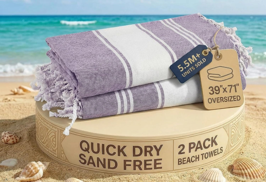 Large Pool Towels, XL Beach Towel 2 Pack, Durable - Regal Orchid