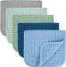 Baby Burp Cloths 100% Cotton Newborn Muslin Burp Cloths 10x20 inches Baby Essentials Blue & Green 5-Pack