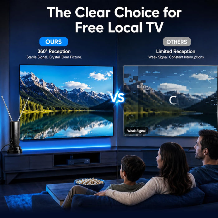 Rabbit Ear TV Antenna Indoor, HDTV Antenna for Smart TV, Digital TV Antenna for Local Channels, Adjustable Rabbit Ears A