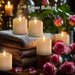 Flickering Flameless Candles with 3D Moving Flame, Real Wax Battery Operated Candles with Timer and Remote, Last 600+ Hours, 3" x 3" LED Fake Candles for Home Wedding Christmas Decor, 2 Pack