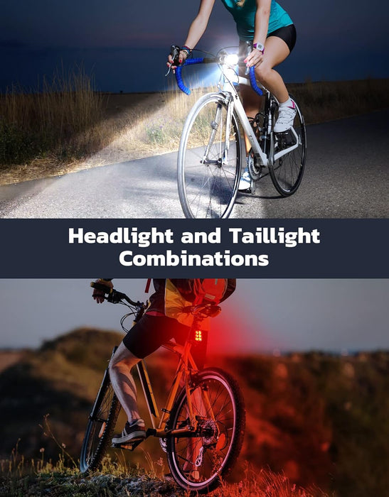 Bike Lights for Night Riding, Rechargeable Bike Light Front and Back