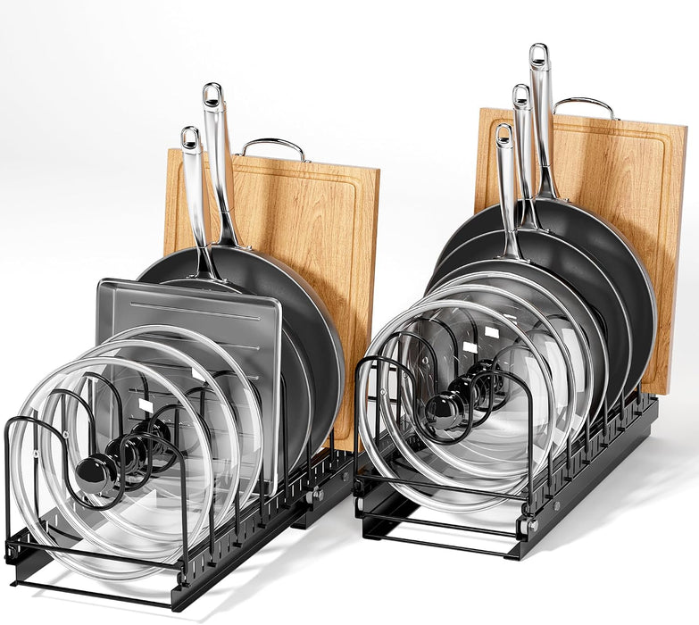 Pull Out Pots and Pans Organizer Under Cabinet, 2 Pack 8 Dividers