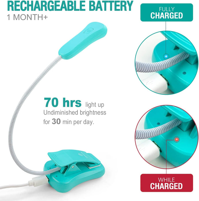 Rechargeable Book Light for Reading in Bed(Blue)