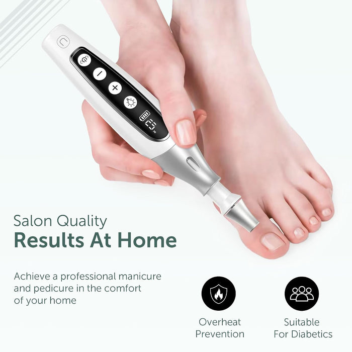 PediLux Pro Professional Manicure Pedicure Kit, Cordless Electric Nail File Drill Set, Thick Toenail Grinder, Toe Nail D
