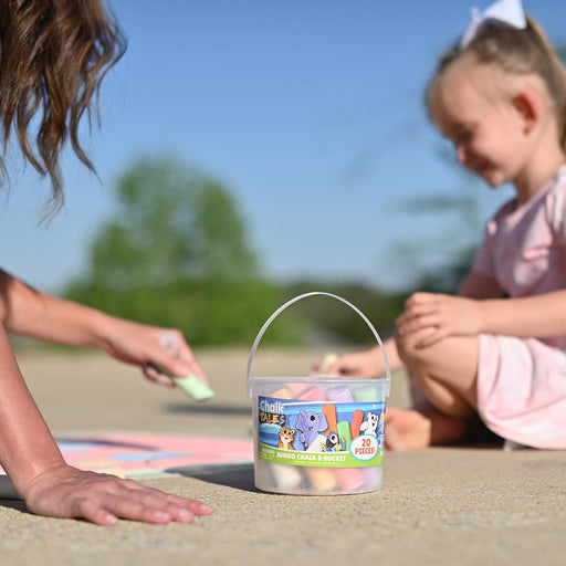 Sidewalk Chalk Set for Kids with Storage, Washable, Jumbo Colored Chalk for Outdoor Play and Chalkboard Art - Ages 3+ (2