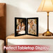 Hinged Double 4x6 Picture Frame, 2-Opening Folding Black Desk Photo Frame with HD Plexiglass, Bifold Frames Tabletop or 