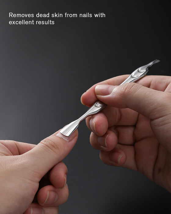 Cuticle Pusher with Fork, 2-in-1 Cuticle Trimmer Nail Care Tool, Stainless Steel Cuticle Remover Tool for Manicures and 