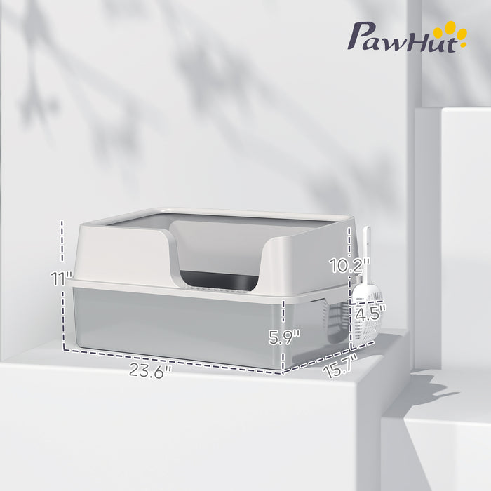 High-Sided Stainless Steel Cat Litter Box