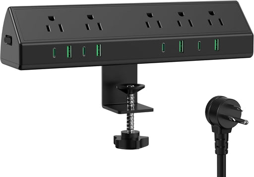 Desk Clamp Power Strip,45W Fast Charging Station,4 USB-C,4 USB-A,Desk Mount Surge Protector,1875W Extension Cord with Multiple Outlets,ETL Listed,for Home Office Dorm Room