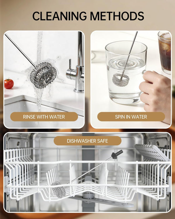 Rechargeable Milk Frother Handheld with Stand, Dual Coil Whisk Head Electric Coffee Frother, Portable Hand Frother Wand Drink Mixer for Matcha Lattes Cappuccino, Kitchen Gifts, Black