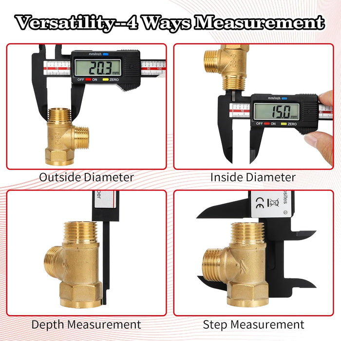 Digital Caliper, Upgraded Calipers 6 inch, Measuring Tool, Electronic Ruler, with Large LCD Screen, Auto-Off Feature, In