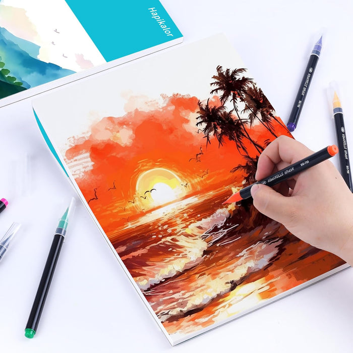 Watercolor Paper Pad, 9"x12" Water Color Paper, 140lb/300gsm Teal