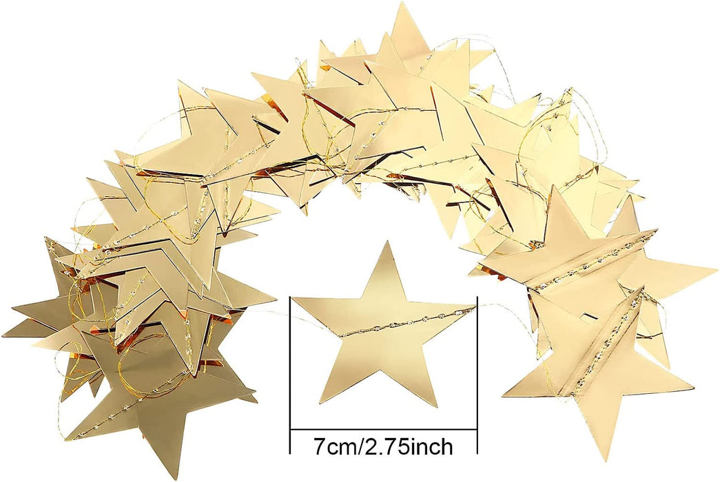 130 ft Star Garland Banner Decor, Gold