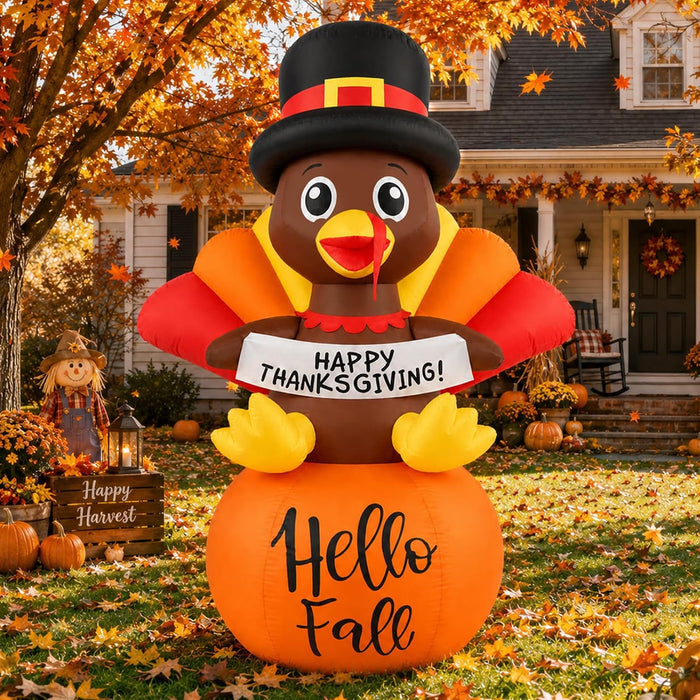 Inflatable Turkey Outdoor Decorations, 6FT Cute Thanksgiving Blow Up Decor