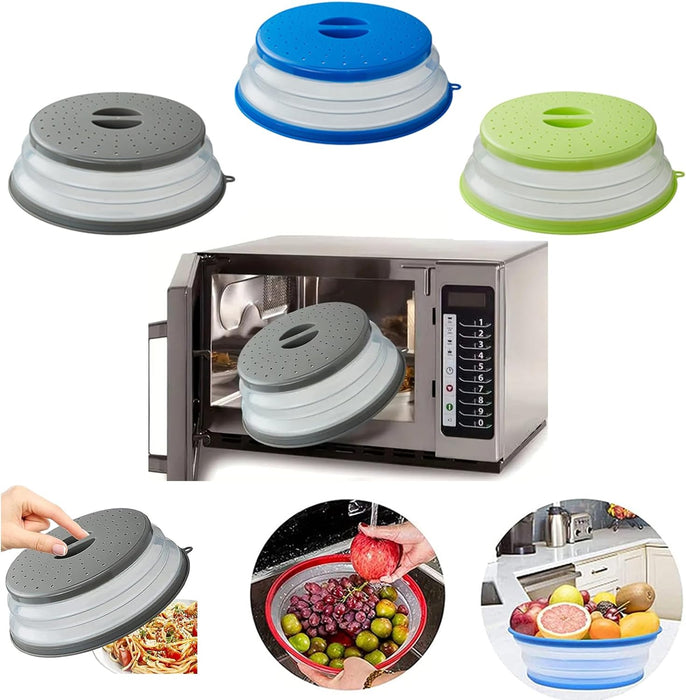 Microwave Splatter Cover Vented for Food, Splatter Guard & Colander Kitchen Gadget for Fruit Vegetables Microwave Plate 