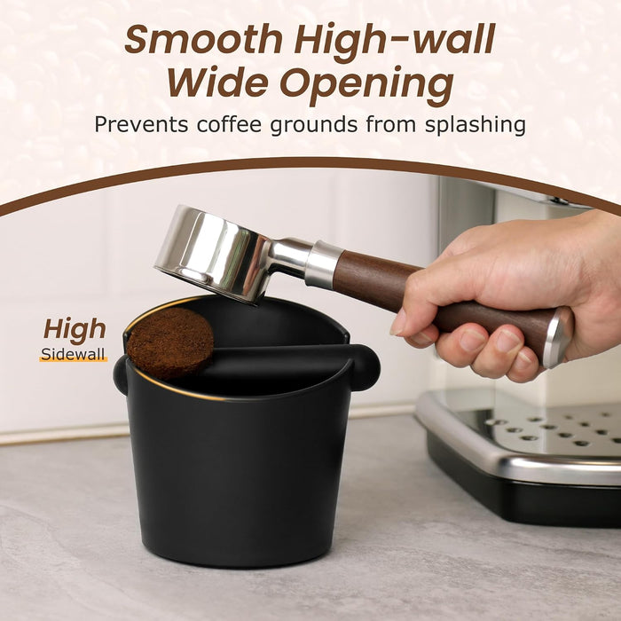 Espresso Knock Box Coffee Knock Box Espresso Bucket Knock Coffee Ground Dump Bin with Removable Knock Bar Trash Can Non-Slip Base