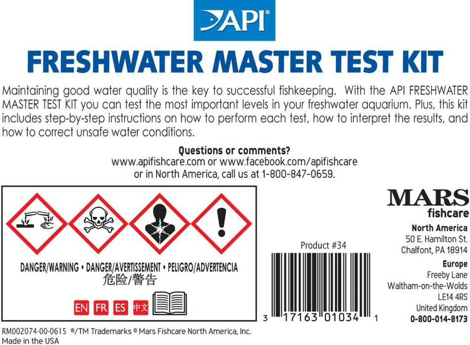 Freshwater Master Test Kit 800-Test Freshwater Aquarium Water Kit, White, Single, Multi-Colored