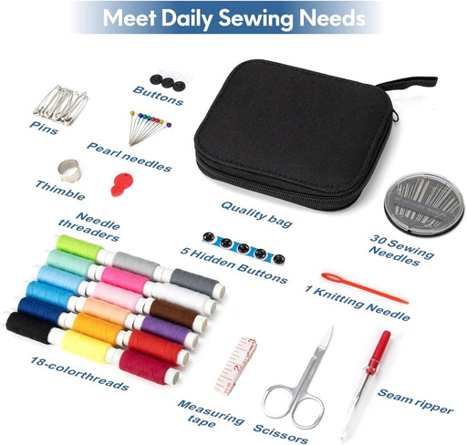 Sewing Kit Basic for Adults, 87 Pcs Sewing Kit with Needle and Thread, Sewing Supplies Portable Travel Emergency Repair 