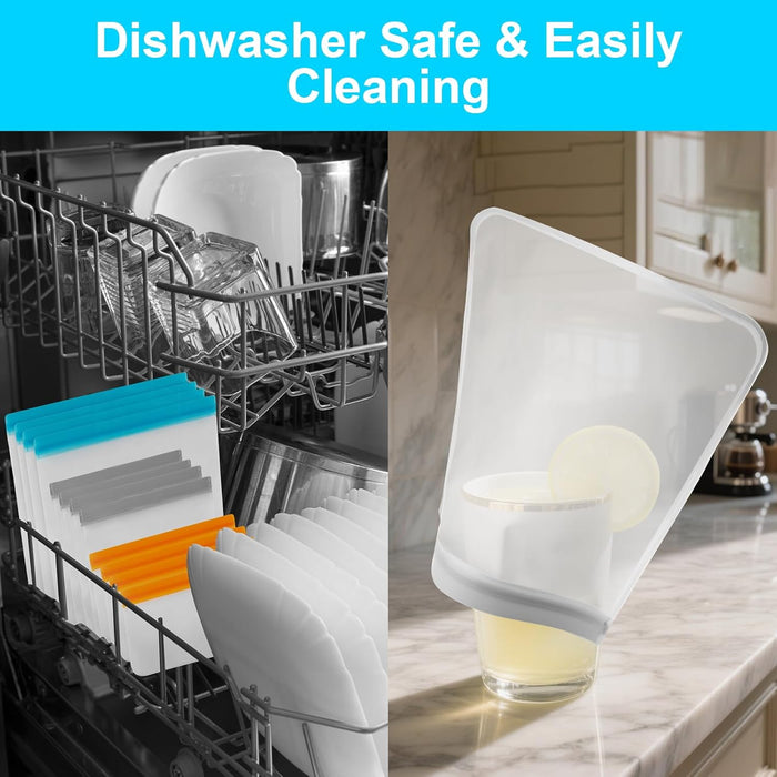 12 Pack Reusable Freezer Bags Dishwasher Safe, Leakproof Food Storage Bags, Silicone Bags for Food Storage Home Organiza