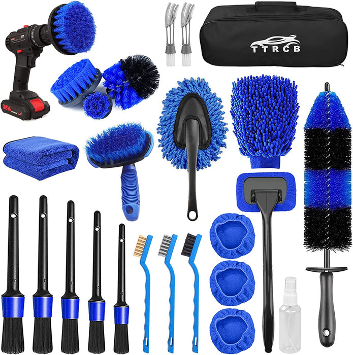 26Pcs Car Detailing Brush Set, Car Detailing Kit, Car Detailing Brushes, Car Cleaning Kit, Car Windshield Cleaning Tool,