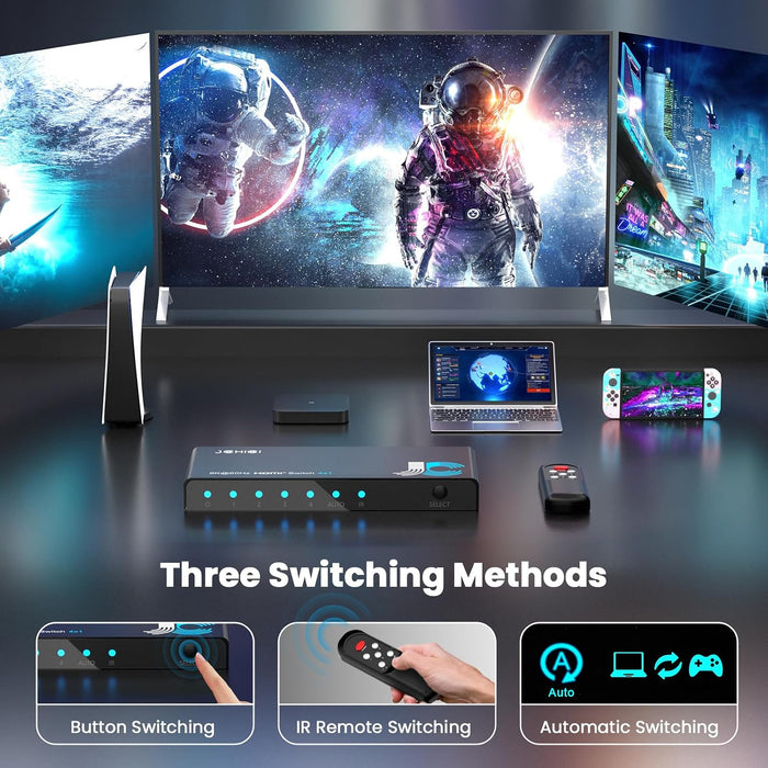 HDMI 2.1 Switch 4 in 1 Out 8K 60Hz 4K 120Hz for PS5 Xbox Apple TV