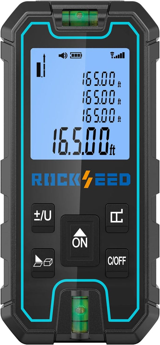 Laser Measuring Tool 165 Feet,  Portable Laser Measure, Digital Distance Measurement with 2 Bubble Levels, Laser Tape Measure with 5 Units Conversion