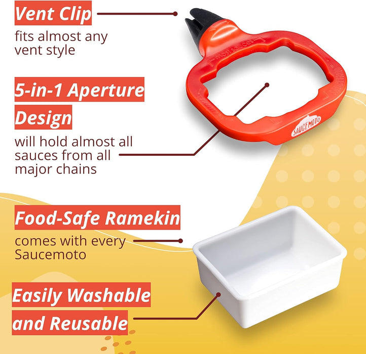 Dip Clip | An in-car sauce holder for ketchup and dipping sauces. As seen on Shark Tank (2 Pack, Black)
