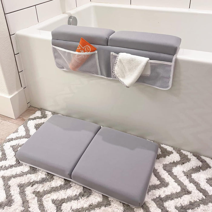 Bath Kneeler with Elbow Rest Pad Set, 1.5 inch Kneeling Pad Mat for Bathtub - Gray