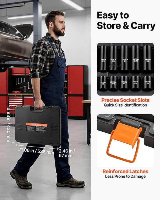 1/2" Drive Impact Socket Set 65 Piece, 3/8" to 1-1/4" and 10-24mm