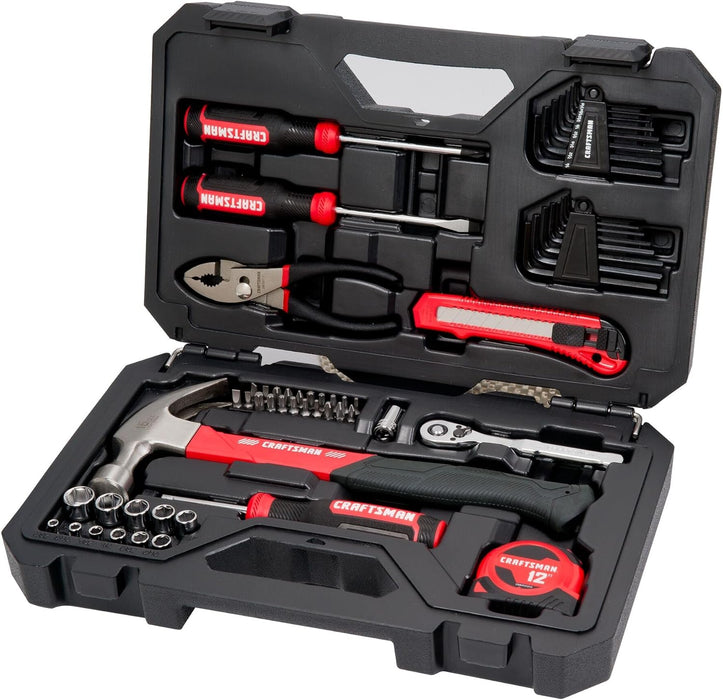 57 Piece Mechanics Tool Set Home Tool Set, Sockets, Ratchet, Screwdrivers, Hammer, Pliers, Hex Keys, Specialty Bits Hand Tools (CMMT99447)