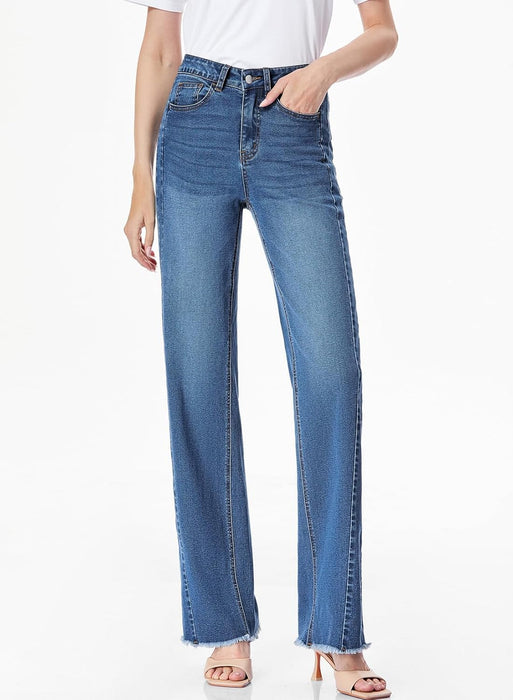 Women's Wide Leg Jeans High Waisted Stretchy Denim Pants
