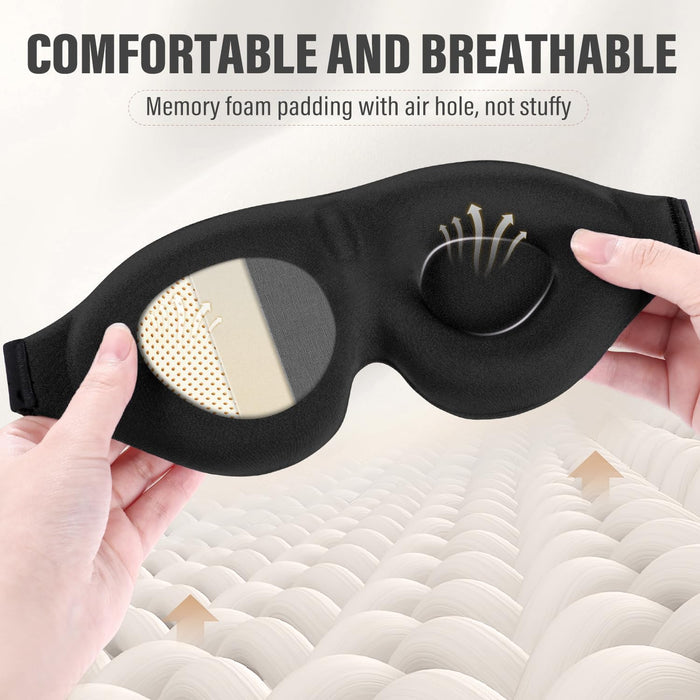 Sleep Mask for Side Sleeper, Light Blocking Zero Pressure Blindfold