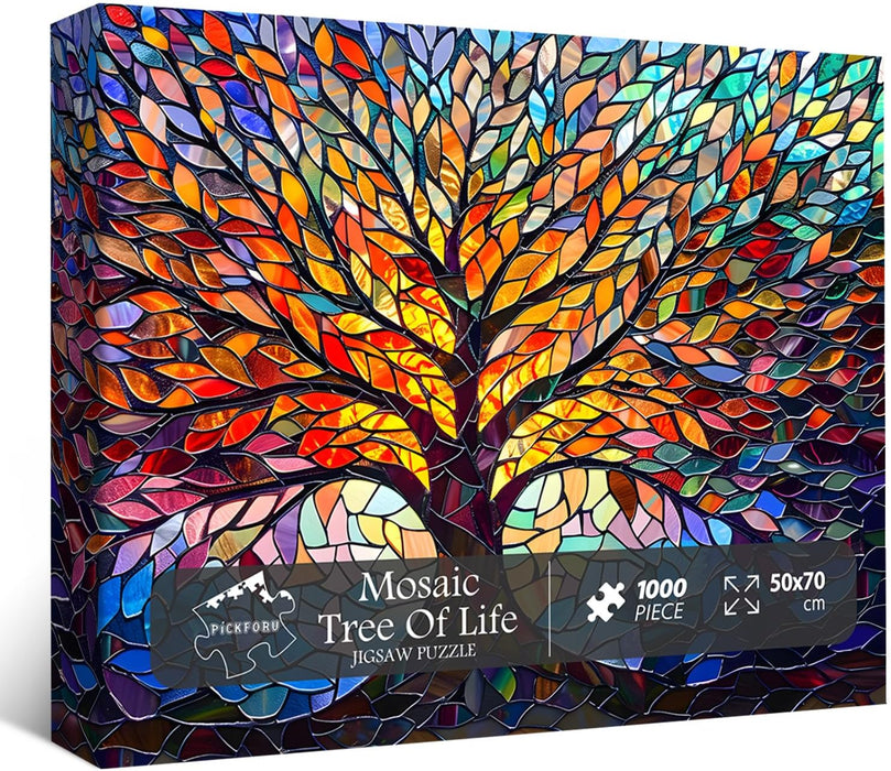 Stained Glass Puzzle Tree of Life Puzzles for Adults 1000 Pieces, Impossible Hard Difficult Challenging Puzzles for Adul
